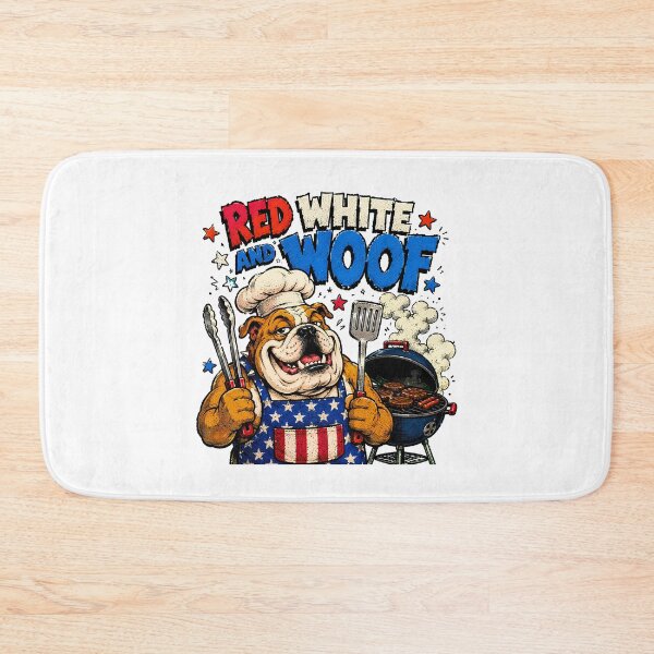 Item preview, Patriotic Bulldog BBQ Red White and Woof designed and sold by chattsuede.