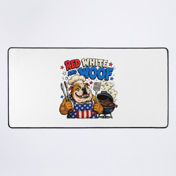Item preview, Patriotic Bulldog BBQ Red White and Woof designed and sold by chattsuede.