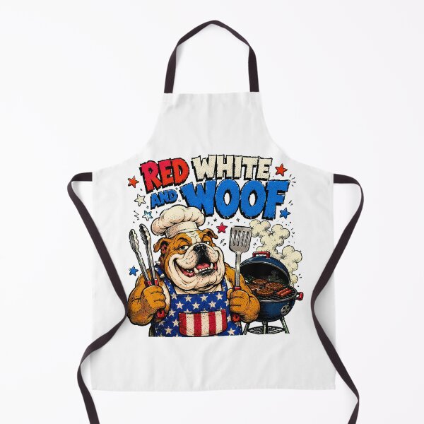 Item preview, Patriotic Bulldog BBQ Red White and Woof designed and sold by chattsuede.