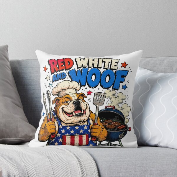 Item preview, Patriotic Bulldog BBQ Red White and Woof designed and sold by chattsuede.