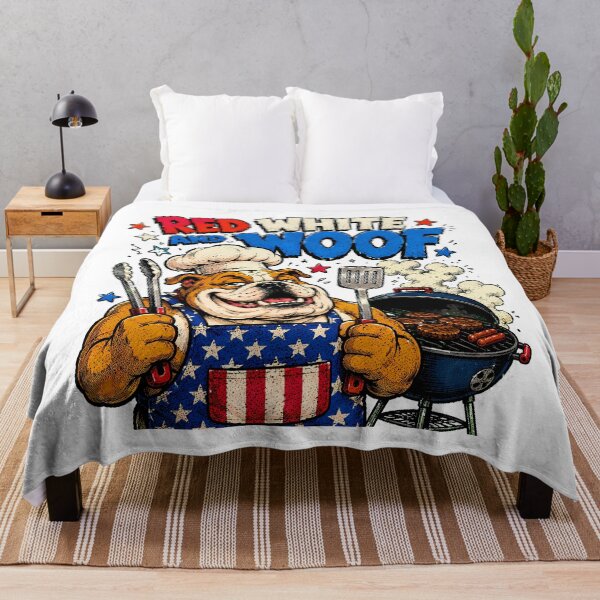 Item preview, Patriotic Bulldog BBQ Red White and Woof designed and sold by chattsuede.