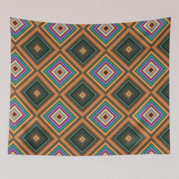 Item preview, Mid Century Modern Geometric Pattern | 70s Illusion Diamonds designed and sold by whimsiqueer.