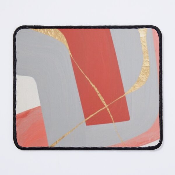 Item preview, Modern Coral Grey Gold Leaf Swirl designed and sold by Harmonic_Layers.