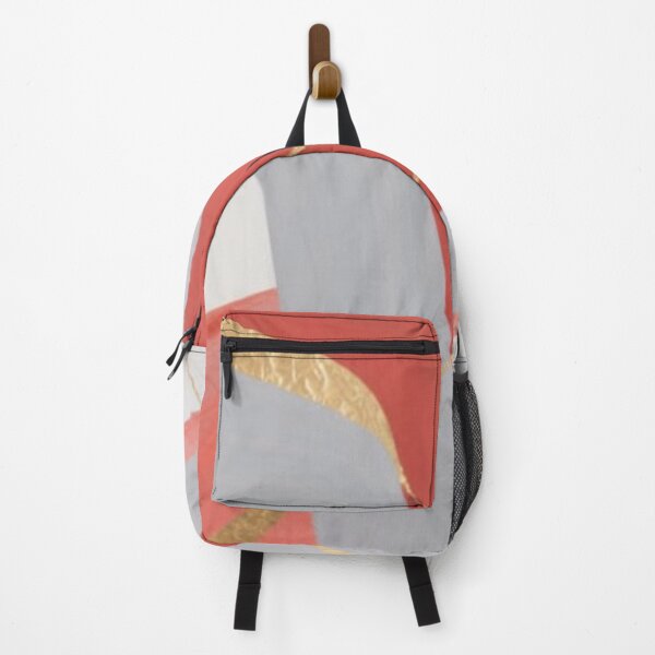Item preview, Modern Coral Grey Gold Leaf Swirl designed and sold by Harmonic_Layers.