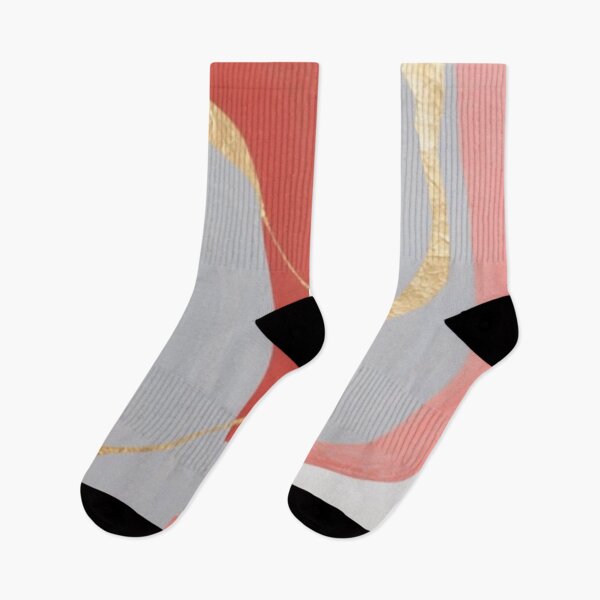 Item preview, Modern Coral Grey Gold Leaf Swirl designed and sold by Harmonic_Layers.