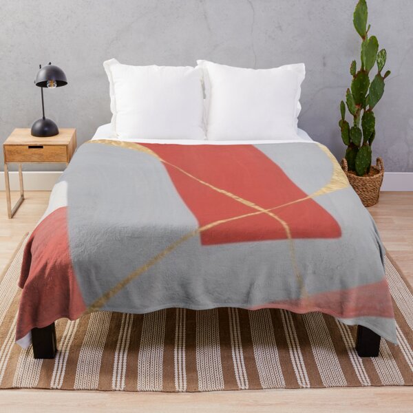 Item preview, Modern Coral Grey Gold Leaf Swirl designed and sold by Harmonic_Layers.
