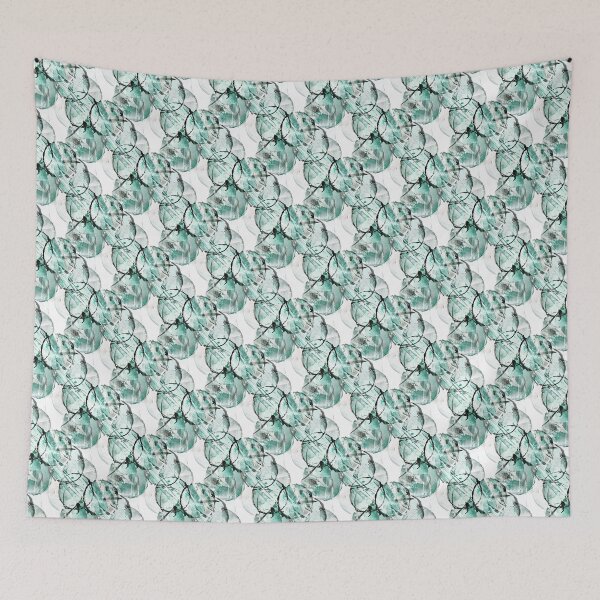 Item preview, Grunge Teal and Black Circle Pattern on White designed and sold by Artistestella.