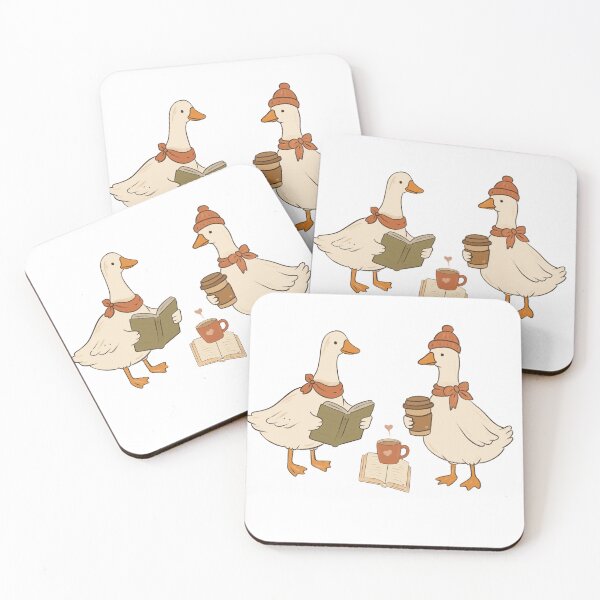 Item preview, Cozy Autumn Geese Reading Coffee Print designed and sold by ArtisticInks.