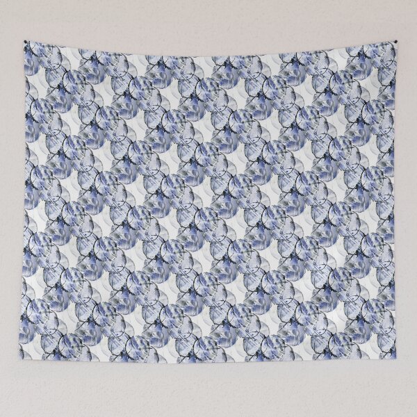 Item preview, Grunge Blue and Black Circle Pattern on White designed and sold by Artistestella.