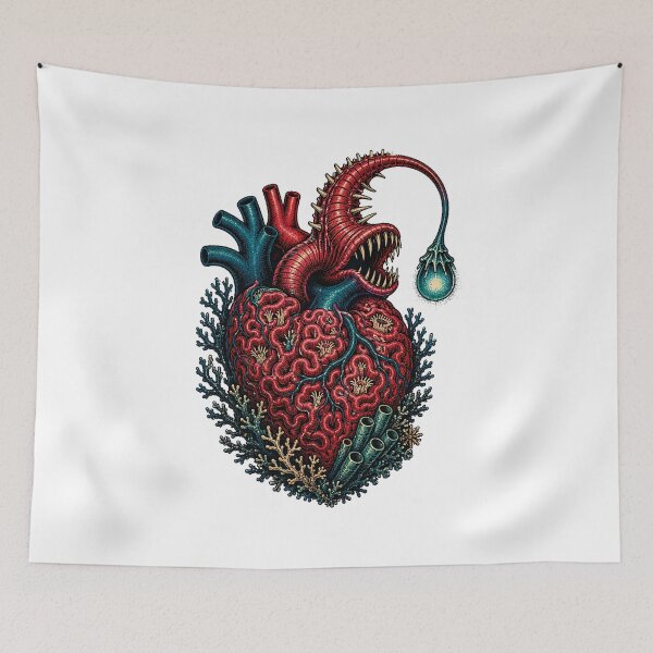 Item preview, Gothic Anglerfish Anatomical Heart Deep Sea Surrealist designed and sold by chattsuede.