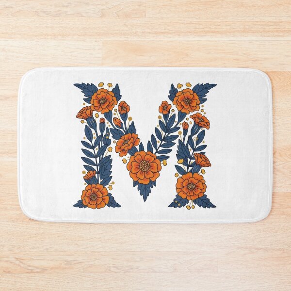 Item preview, Floral Letter M Monogram - Orange Marigold Botanical Initial Art designed and sold by Dzblack.