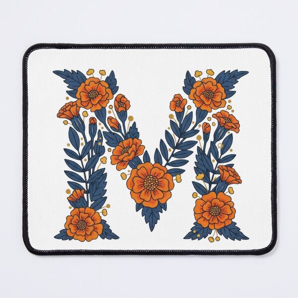 Item preview, Floral Letter M Monogram - Orange Marigold Botanical Initial Art designed and sold by Dzblack.