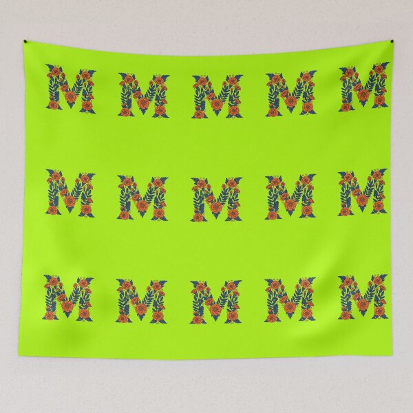 Item preview, Floral Letter M Monogram - Orange Marigold Botanical Initial Art designed and sold by Dzblack.