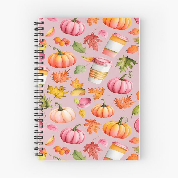 Item preview, A Whimsical Autumn Coffee Cup, Leaves, and Pumpkins Seamless Pattern on a Light Pink Background designed and sold by Matt_Smith.