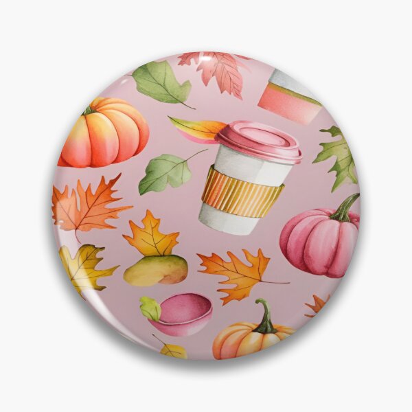 Item preview, A Whimsical Autumn Coffee Cup, Leaves, and Pumpkins Seamless Pattern on a Light Pink Background designed and sold by Matt_Smith.