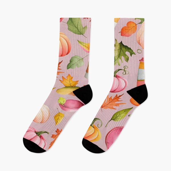 Item preview, A Whimsical Autumn Coffee Cup, Leaves, and Pumpkins Seamless Pattern on a Light Pink Background designed and sold by Matt_Smith.