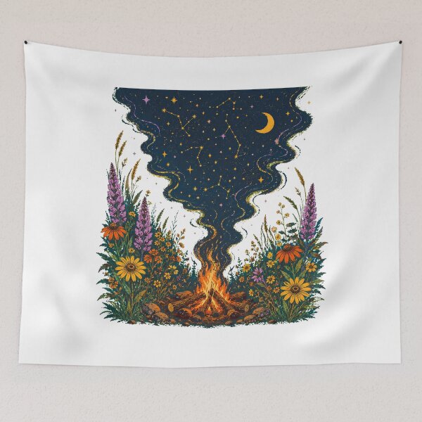 Item preview, Wildflower Campfire Starry Night Mystical Camping Magic designed and sold by chattsuede.