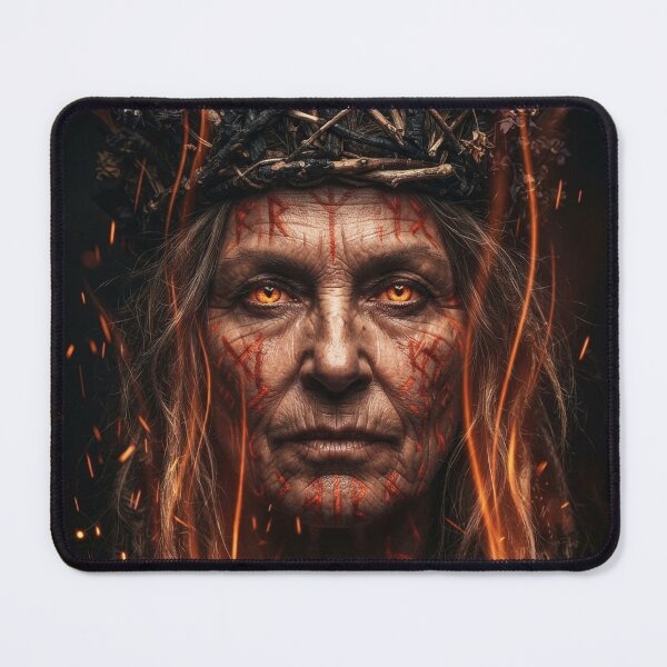 Item preview, Fire Ritual Shaman – Ancient Norse Seer & Burning Runes designed and sold by GreenDreamArt.