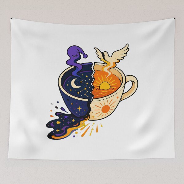 Item preview, Day and Night Coffee Cup Mystical Celestial Motif designed and sold by chattsuede.