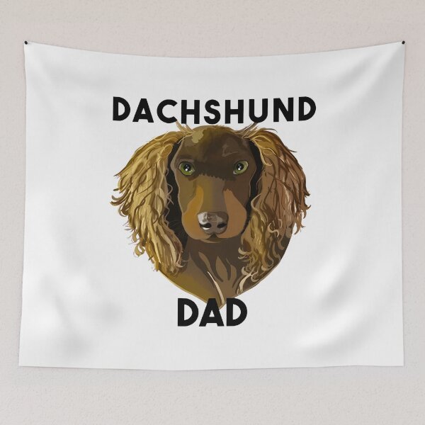 Item preview, Dachshund Dad Dog Portrait Long Haired Green Eyes designed and sold by SoyLamderma.