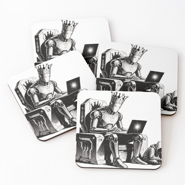 Item preview, Robot King on Throne with Laptop Comic Sketch designed and sold by FireMelody.