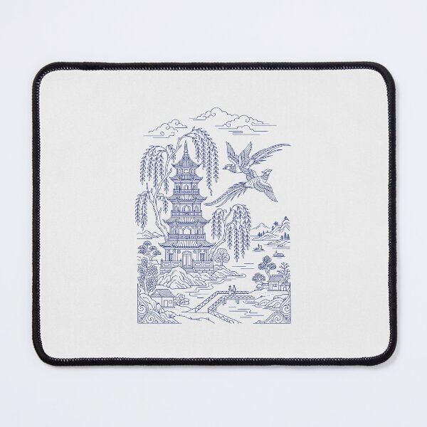 Item preview, Blue Willow Porcelain Pagoda - Chinoiserie Art Vintage Botanical designed and sold by SplashTastic.