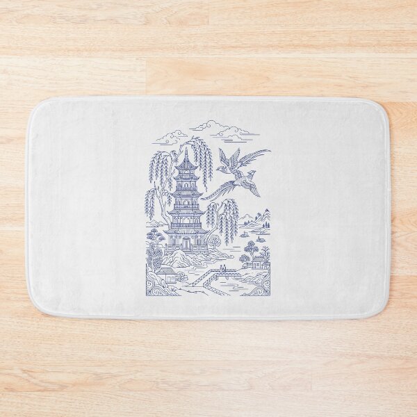 Item preview, Blue Willow Porcelain Pagoda - Chinoiserie Art Vintage Botanical designed and sold by SplashTastic.