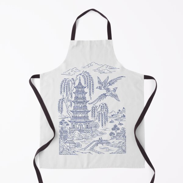 Item preview, Blue Willow Porcelain Pagoda - Chinoiserie Art Vintage Botanical designed and sold by SplashTastic.