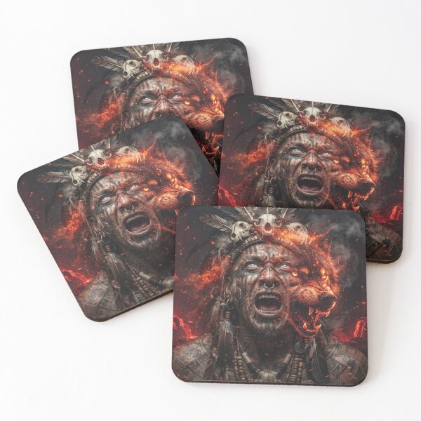 Item preview, War Wolf Trance - Dark Shamanic Fire Wolf Fantasy Art designed and sold by GreenDreamArt.