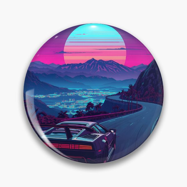 Item preview, Moonlit Mountain Drive: Retro Synthwave Racer designed and sold by ThePixelArchive.