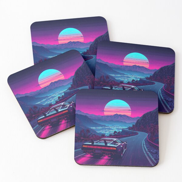 Item preview, Moonlit Mountain Drive: Retro Synthwave Racer designed and sold by ThePixelArchive.