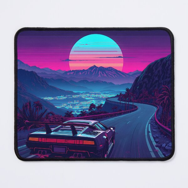 Item preview, Moonlit Mountain Drive: Retro Synthwave Racer designed and sold by ThePixelArchive.