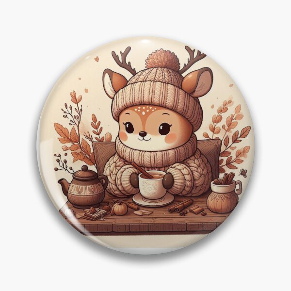 Item preview, Cozy Woodland Deer Drinking Tea | Cute Autumn Animal designed and sold by vigzhifushions.
