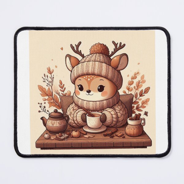 Item preview, Cozy Woodland Deer Drinking Tea | Cute Autumn Animal designed and sold by vigzhifushions.
