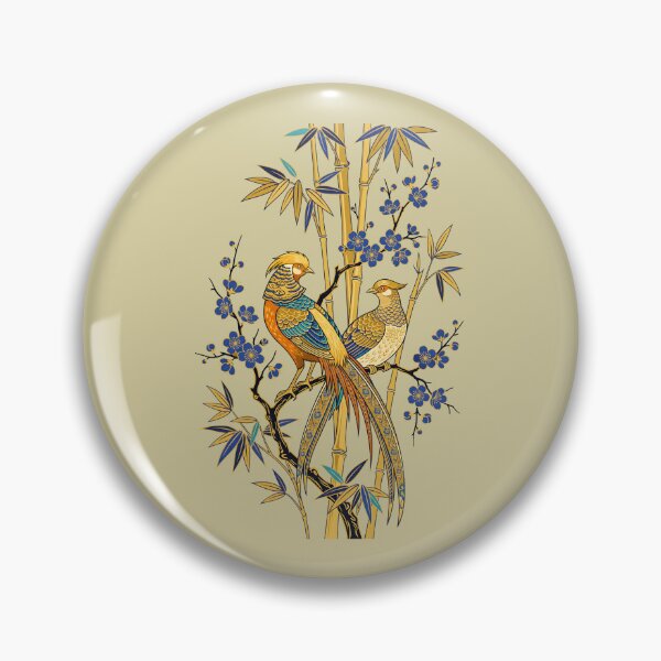 Item preview, Golden Pheasant Bamboo Art - Japanese Ukiyo-e Botanical Line Art designed and sold by SplashTastic.