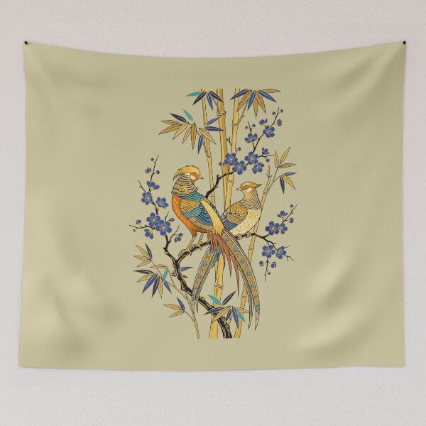 Item preview, Golden Pheasant Bamboo Art - Japanese Ukiyo-e Botanical Line Art designed and sold by SplashTastic.