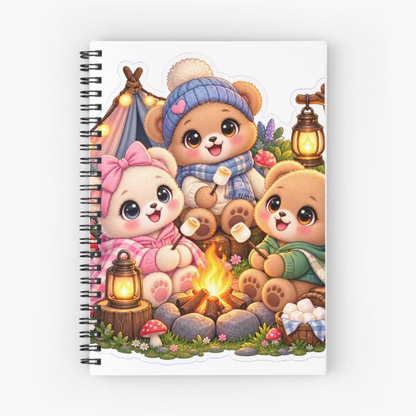 Item preview, Cute Teddy Bear Camping Sticker – Kawaii Campfire Marshmallow Bears, Cozy Woodland Adventure designed and sold by Sidra digital art 8277237.