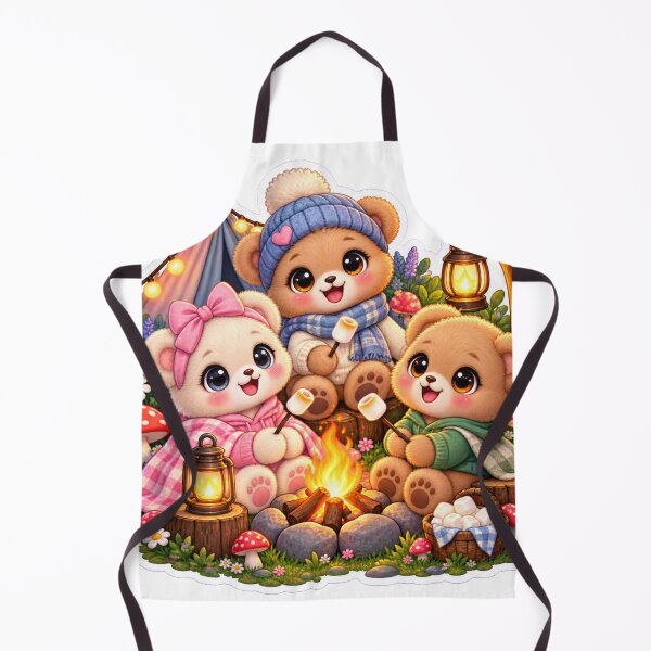 Item preview, Cute Teddy Bear Camping Sticker – Kawaii Campfire Marshmallow Bears, Cozy Woodland Adventure designed and sold by Sidra digital art 8277237.