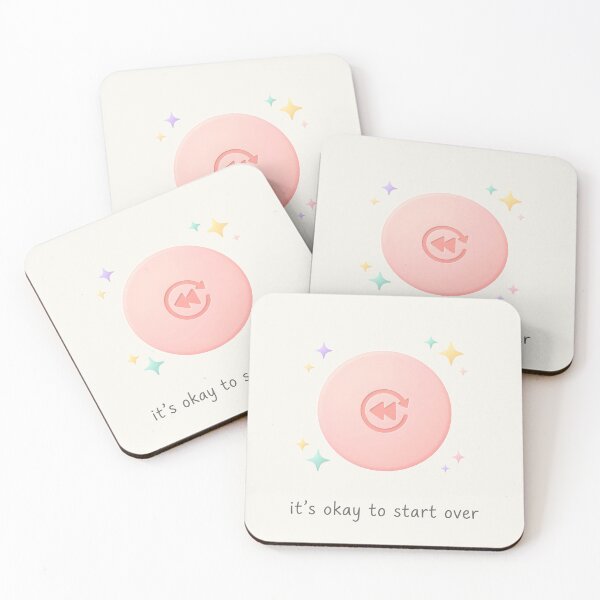 Item preview, Its Okay To Start Over Cute Self Care Rewind Button Art designed and sold by VibeShift Studio.