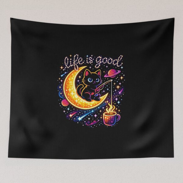 Item preview, Cosmic Coffee Cat - Life Is Good Space Cat designed and sold by teemix.