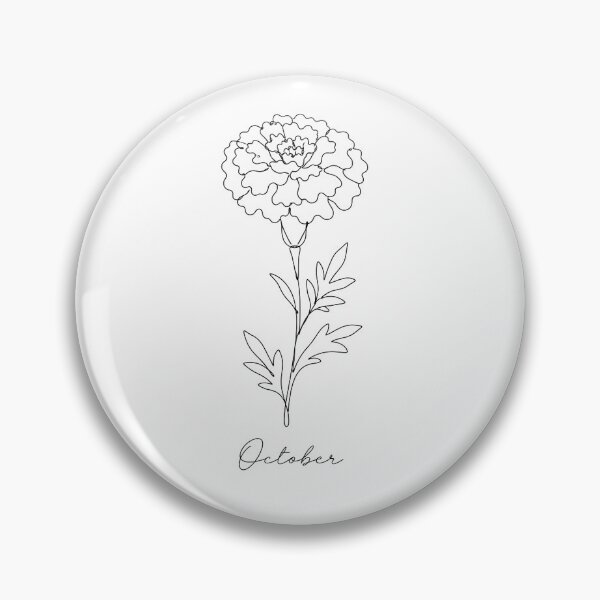 Item preview, October Birth Flower Marigold Minimalist One Line Art designed and sold by ChubbyGoong.