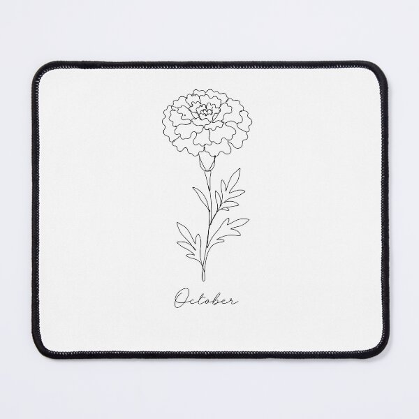 Item preview, October Birth Flower Marigold Minimalist One Line Art designed and sold by ChubbyGoong.
