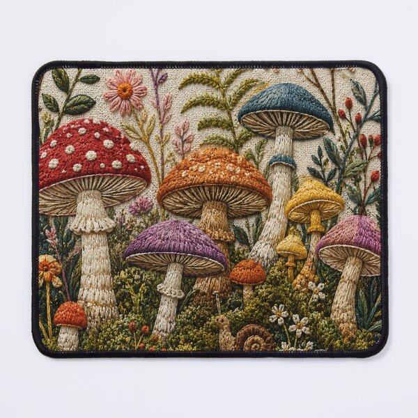 Item preview, Textured Embroidered Mushroom Forest Cottagecore Fungi designed and sold by teemix.