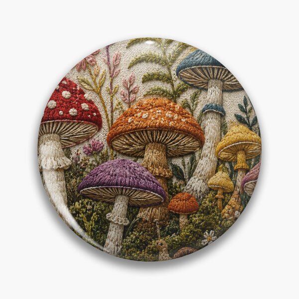 Item preview, Textured Embroidered Mushroom Forest Cottagecore Fungi designed and sold by teemix.