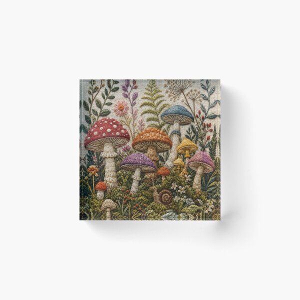 Item preview, Textured Embroidered Mushroom Forest Cottagecore Fungi designed and sold by teemix.