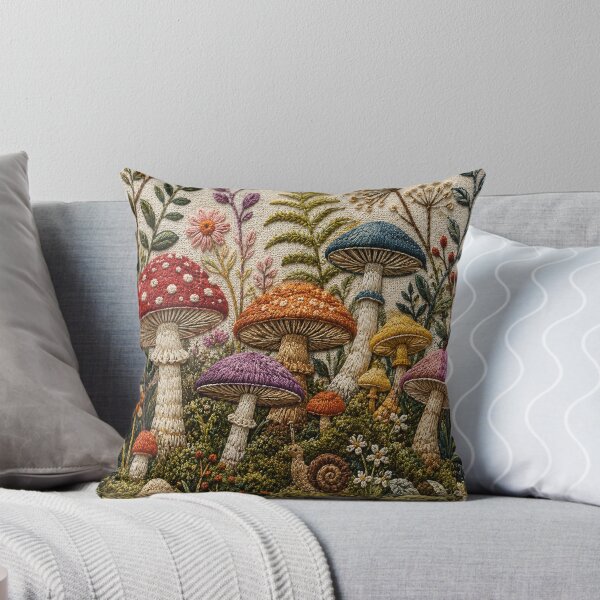Item preview, Textured Embroidered Mushroom Forest Cottagecore Fungi designed and sold by teemix.