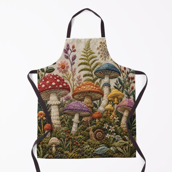 Item preview, Textured Embroidered Mushroom Forest Cottagecore Fungi designed and sold by teemix.