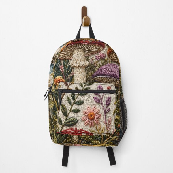 Item preview, Textured Embroidered Mushroom Forest Cottagecore Fungi designed and sold by teemix.