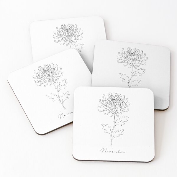 Item preview, November Birth Flower Chrysanthemum Minimalist One Line Art  designed and sold by ChubbyGoong.