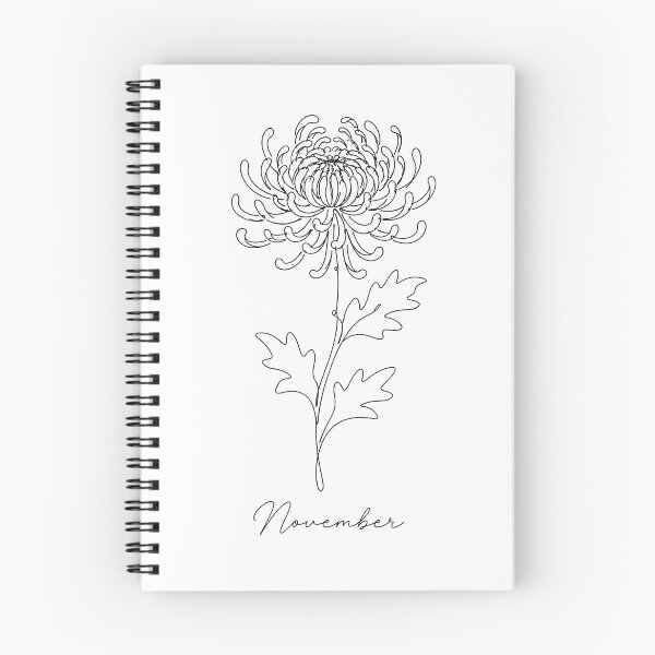 Item preview, November Birth Flower Chrysanthemum Minimalist One Line Art  designed and sold by ChubbyGoong.
